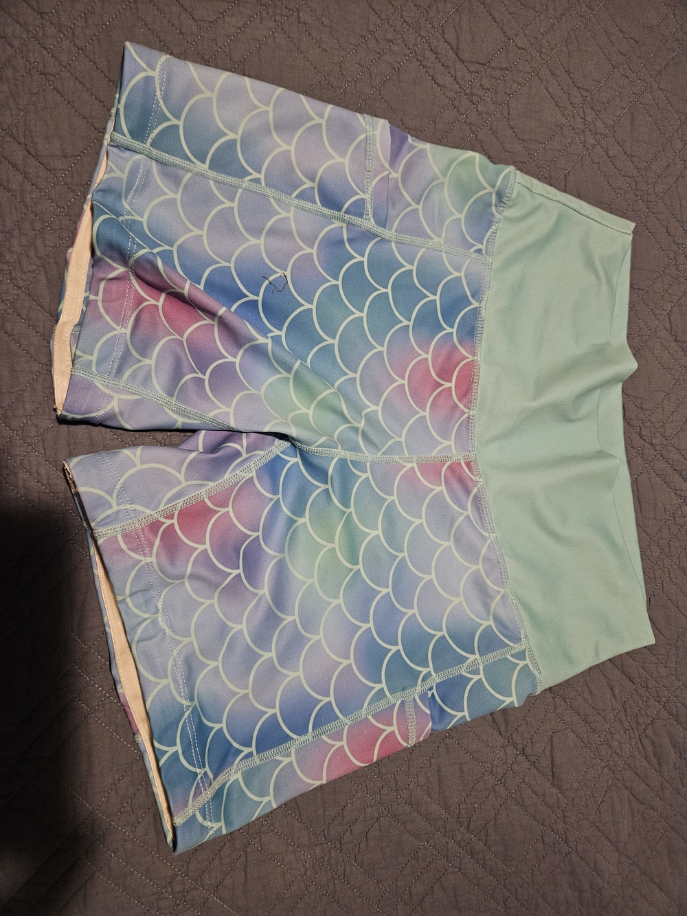 Mermaid Scale High-Waist Performance Shorts - Pastel Multi